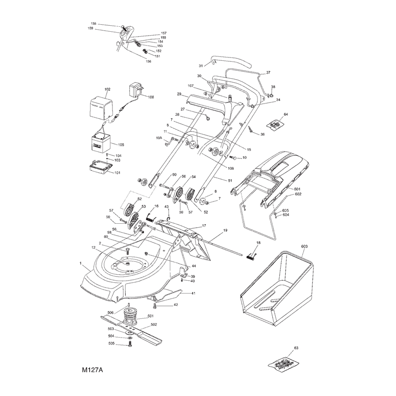 Mountfield 46PDH  Petrol Rotary Mower (23-3603-73 [2004]) Parts Diagram, Chassis Handle