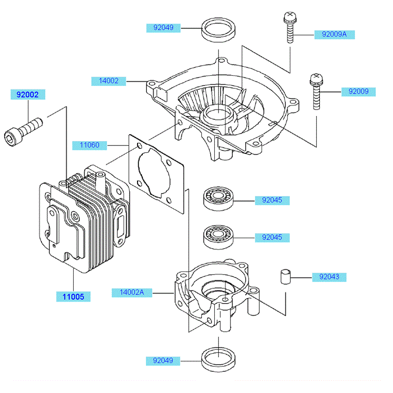 Kawasaki KHS750B (HB750B-AS51) Parts Diagram, Cylinder Crankcase