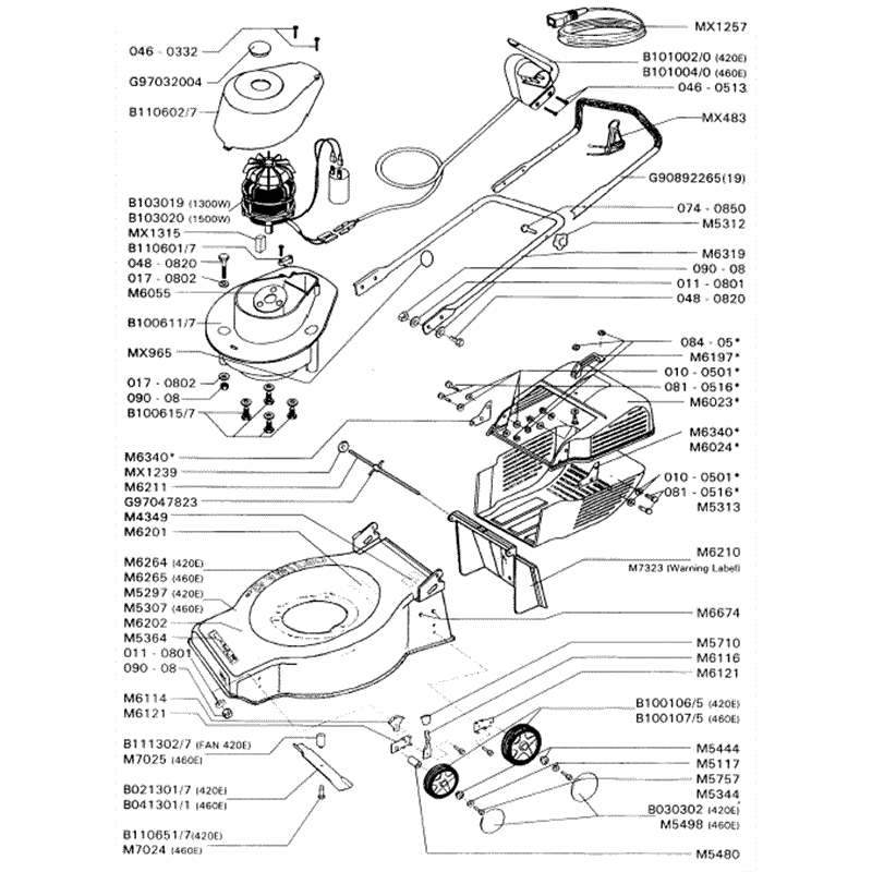 Mountfield Optima-Omega Electric (MP88701-801) Parts Diagram, Page 1