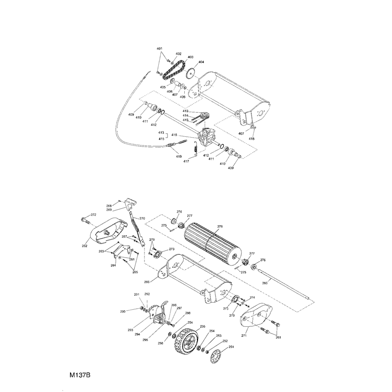 Mountfield 460R-PD-ES  Petrol Rotary Roller Mower (23-3798-74 [2005]) Parts Diagram, Wheel Suspension Transmission