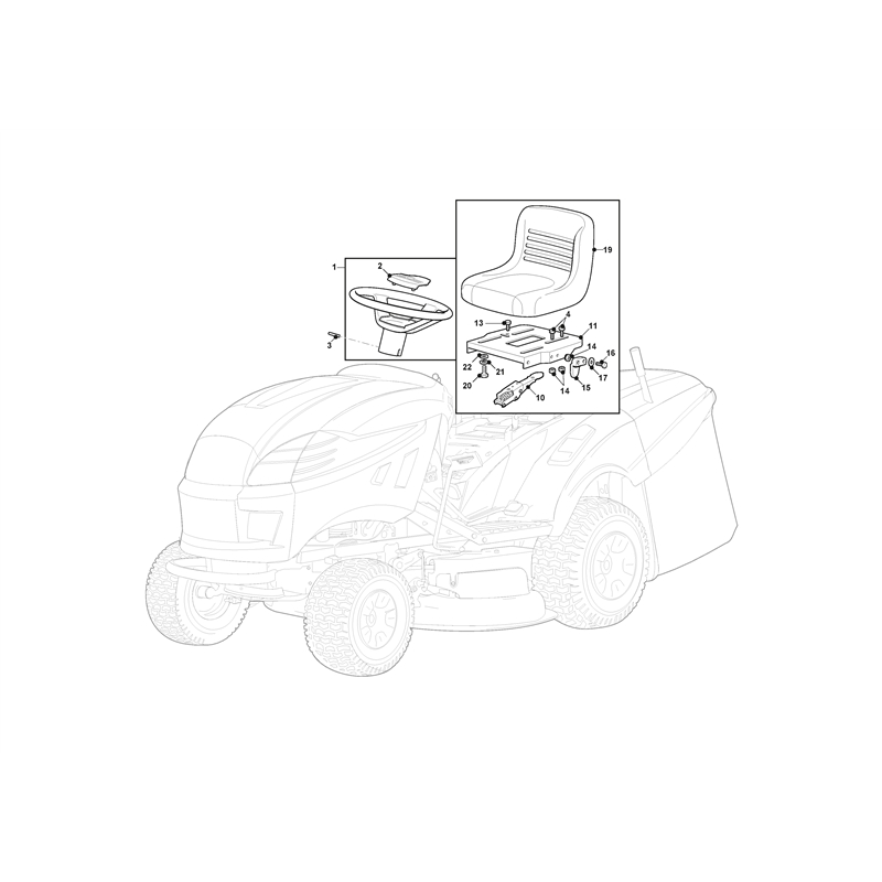 Mountfield 1736H Twin Lawn Tractor (2T0440483-M20 [2020-2022]) Parts Diagram, Seat & Steering Wheel
