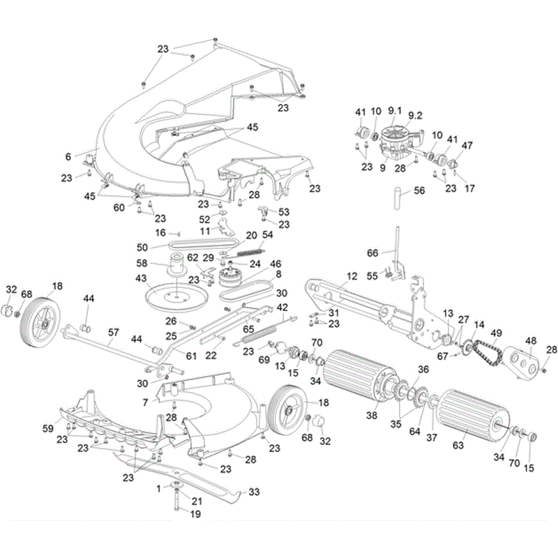 Hayter Harrier 56 (560) Lawnmower (560J400000000 AND UP) Parts Diagram, Lower Mainframe