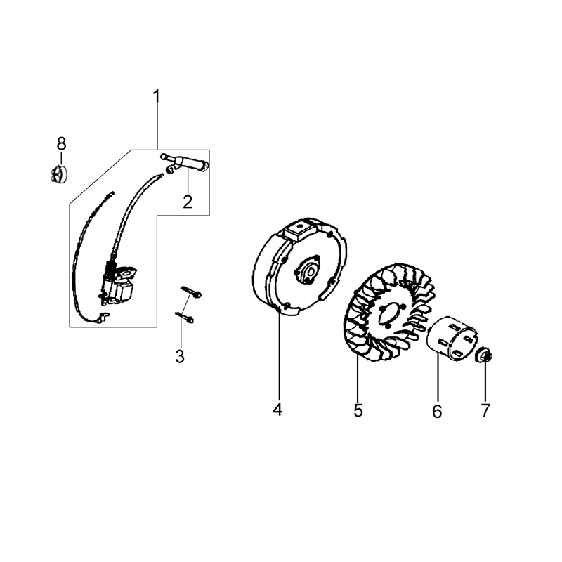 Bertolini 195 (K800 H - SN TA32) (195 (K800 H - SN TA32)) Parts Diagram, Flywheel and coil