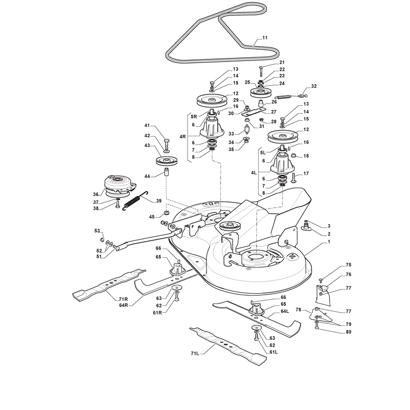Mountfield 1430H Lawn Tractor (2T2110483-M11 [2012]) Parts Diagram, Cutting Plate with Electromagnetic Clutch