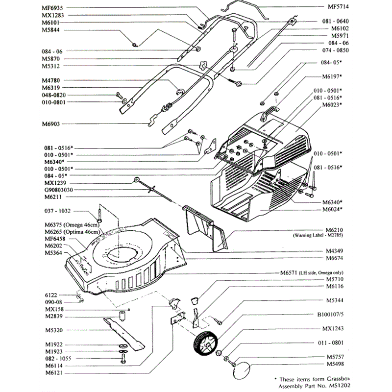 Mountfield Optima-Omega (MP89101-89701) Parts Diagram, Main Assy