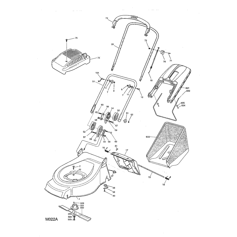 Mountfield 42HP Petrol Rotary Mower (23-1581-72 [2003]) Parts Diagram, Handle, Upper Part