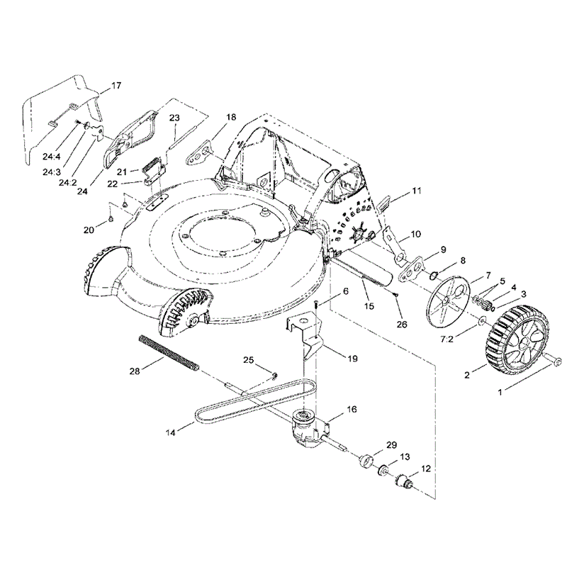 Hayter R53 Recycling Lawnmower (449F310000001 - 449F310999999) Parts Diagram, Rear Axle & Transmission Assembly