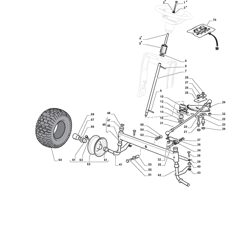 Mountfield 1430H Lawn Tractor (2T2110483-M11 [2012]) Parts Diagram, Steering