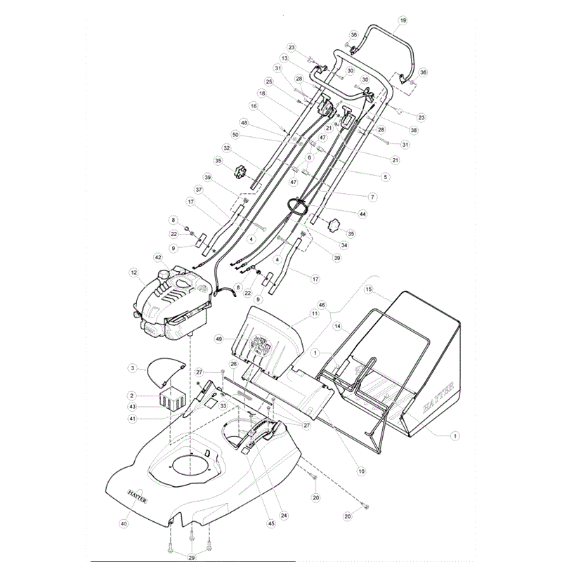 Hayter Harrier 56 (560) Lawnmower (560D260000001-560D260999999) Parts Diagram, Upper Mainframe