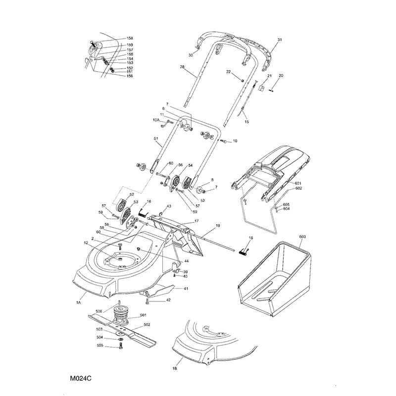 Mountfield 46PD Petrol Rotary Mower (23-3681-74 [2005]) Parts Diagram, Chassis Handle