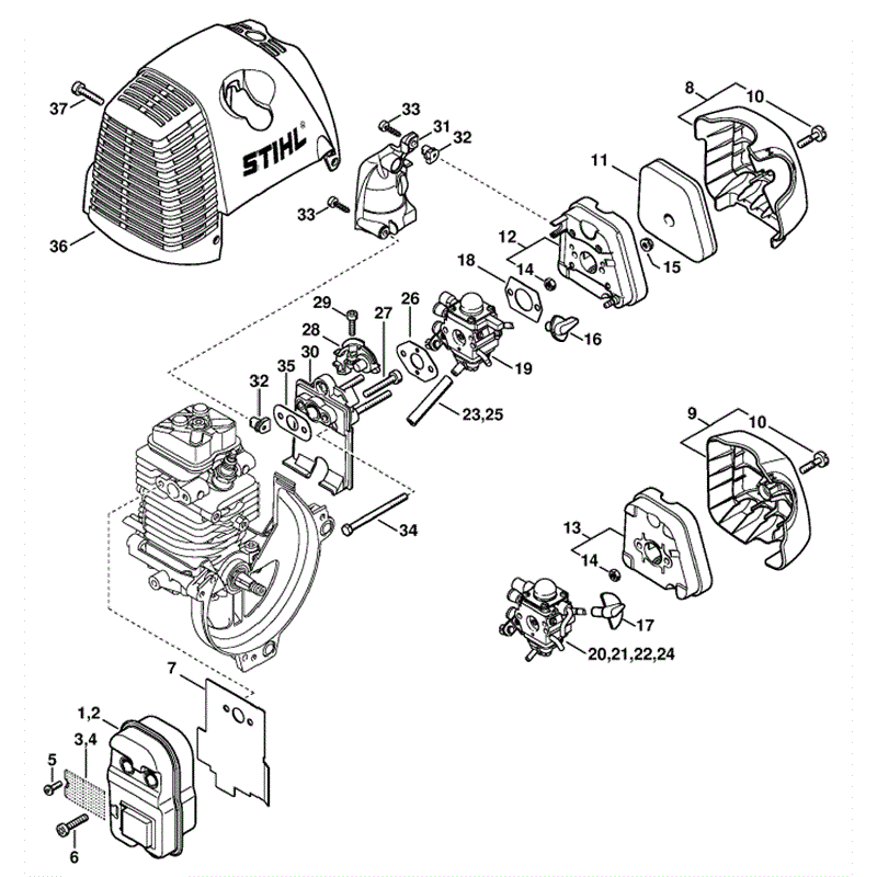 Stihl KM 110 R Engine (KM 110 R) Parts Diagram, Muffler