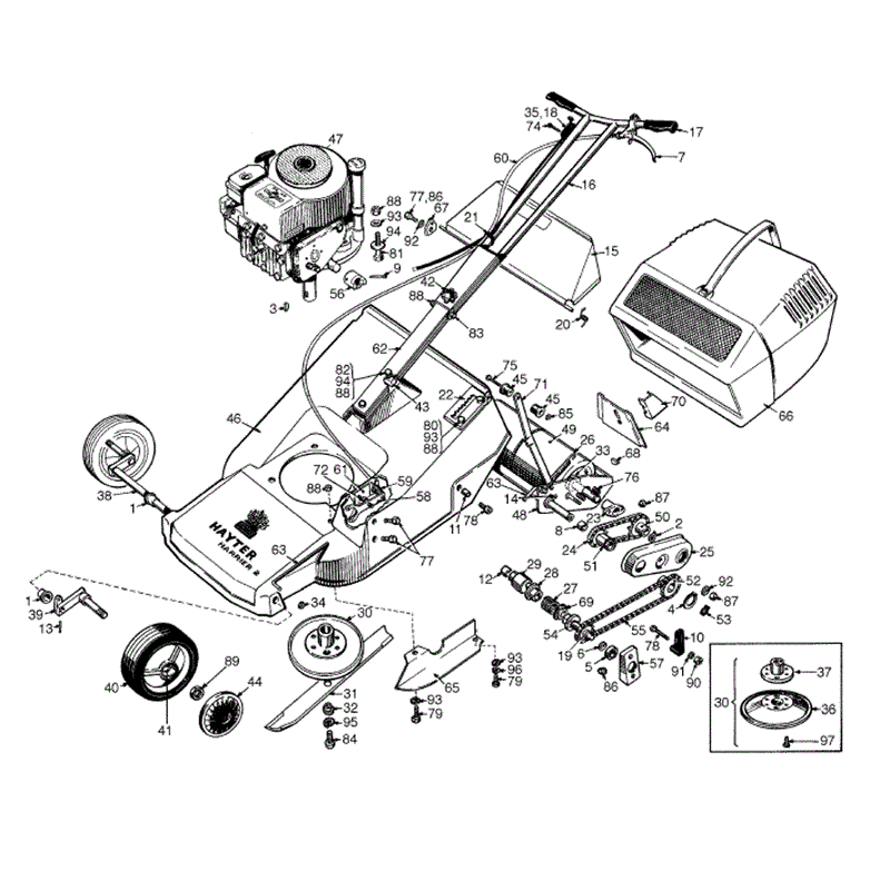 Hayter Harrier 2-19 (083) Lawnmower (083/42199-083/54025) Parts Diagram, PSEI641 Mainframe Assembly