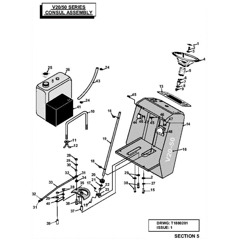 Westwood V20/50 Tractor 2004-2006	 (2004-2006	) Parts Diagram, Consul Assembly