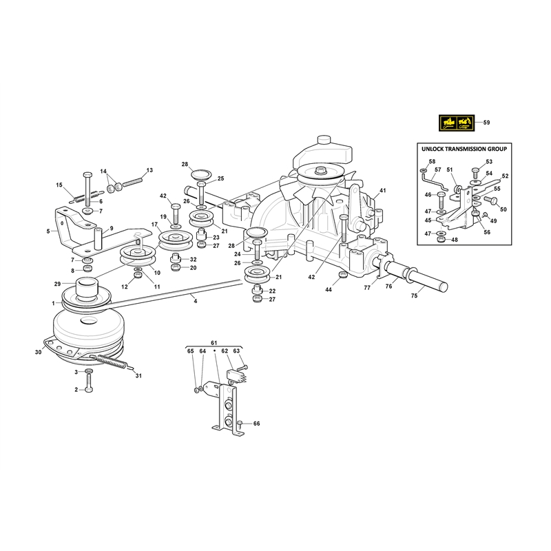 Mountfield 1736H Twin Lawn Tractor (2T0785483-M22 [2022-2023]) Parts Diagram, TT Transmission with Ogura Electromagnetic Clutch