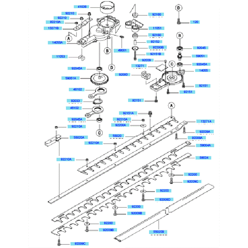 Kawasaki KHS750A  (HB750B-AS50) Parts Diagram, Case/ Cutter