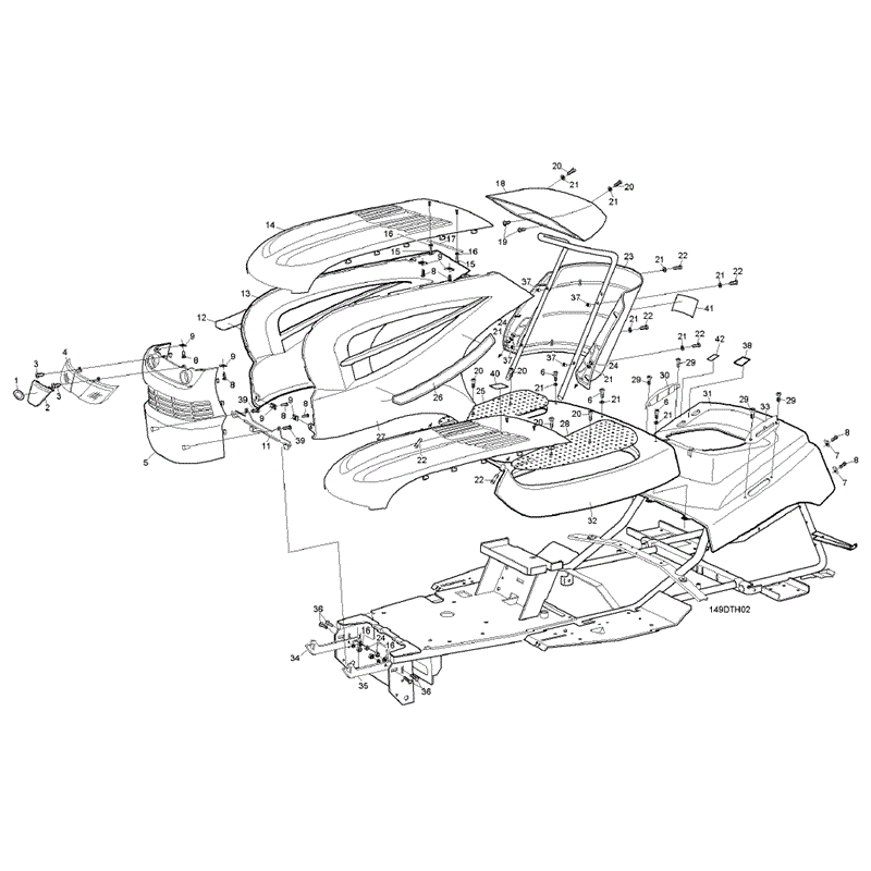 Hayter RS17/102H (17/40) (149E270000001-149E280999999) Parts Diagram, Engine Cover & Control Pedals