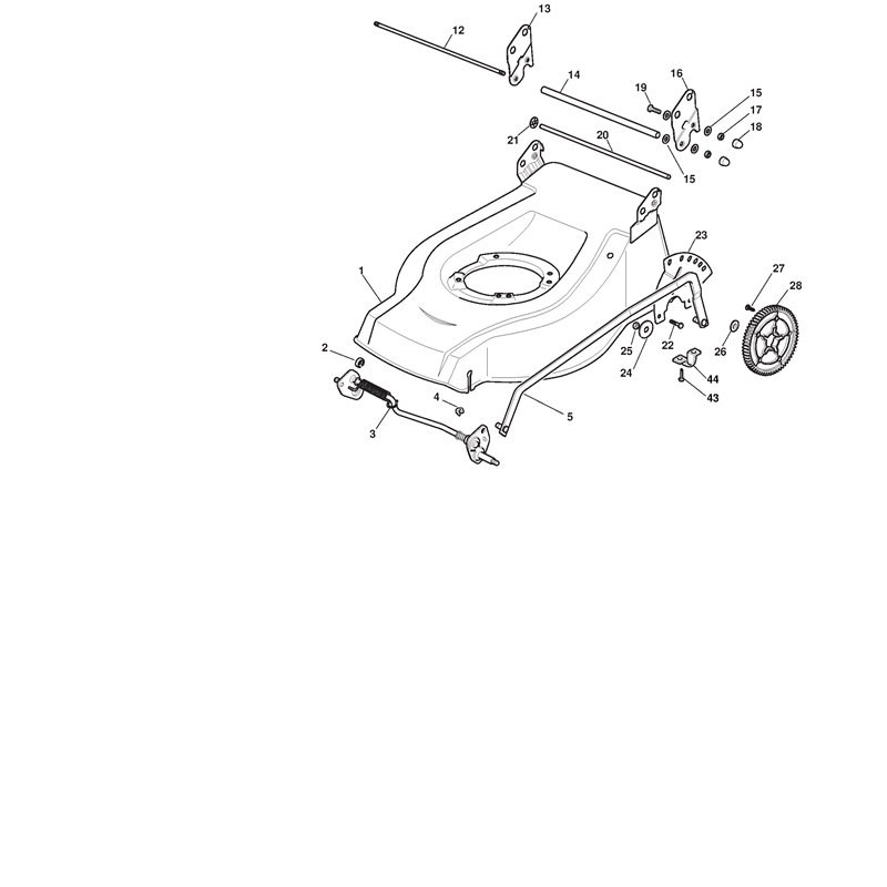 Mountfield 5310 PD BW INOX  Petrol Rotary Mower (291597043-M09 [2009]) Parts Diagram, Deck And Height Adjusting