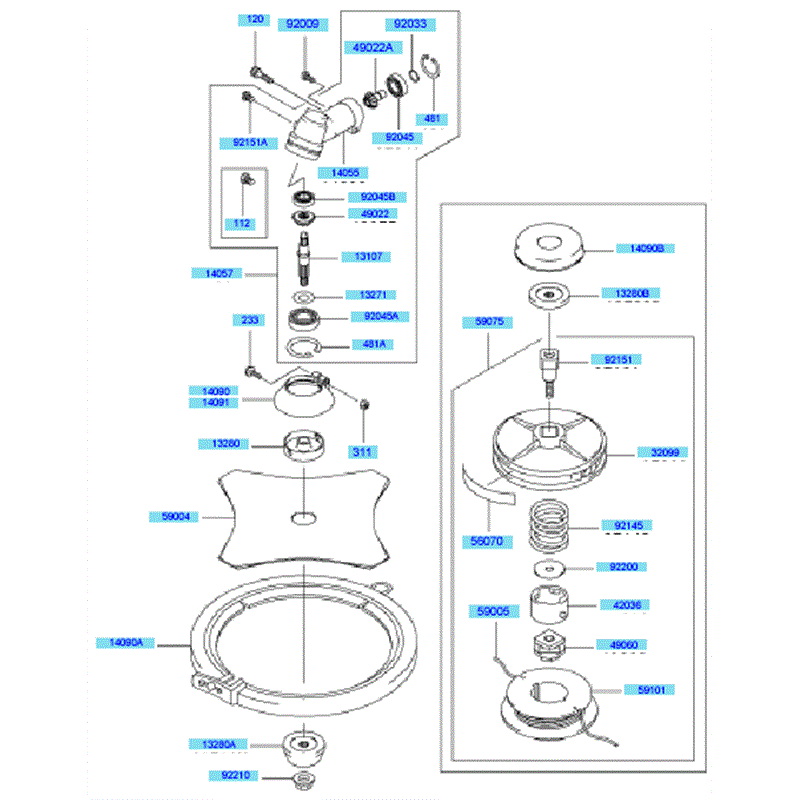 Kawasaki KBH26A (HAO26F-AS50) Parts Diagram, Case/ Cutter