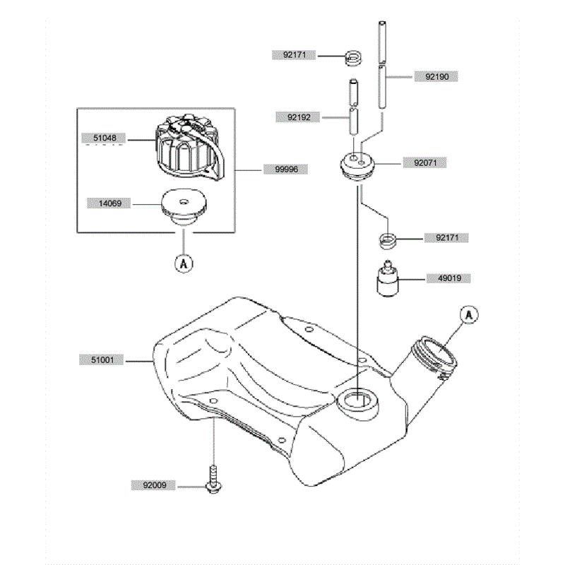 Kawasaki KBH45A  (HA045B-AS50) Parts Diagram, Fuel Tank - Fuel Valve