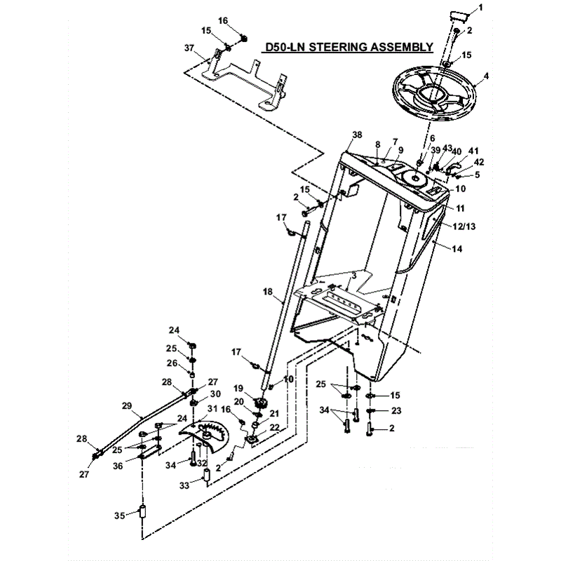 Countax D50LN Lawn Tractor 2007 (2007) Parts Diagram, Steering Assembly