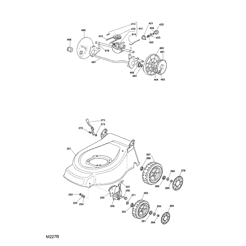 Mountfield 462PD Petrol Rotary Mower (294485033-CAL [2007]) Parts Diagram, Wheel Suspension Transmission