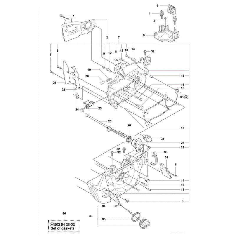 Husqvarna 353 Chainsaw (2011) Parts Diagram, Crankcase