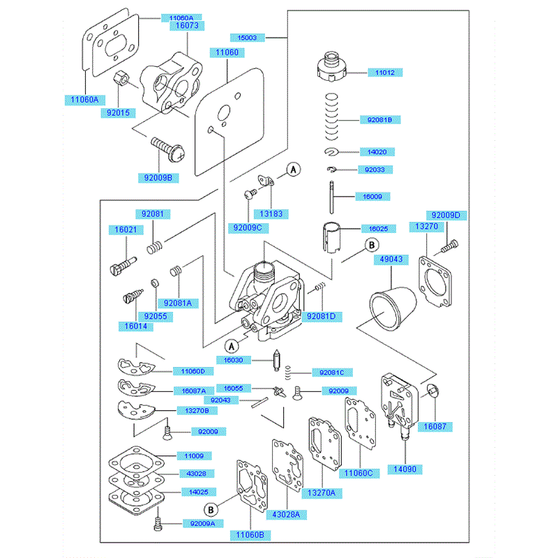 Kawasaki KBH48A  (HA048F-AS50) Parts Diagram, CARBURETOR