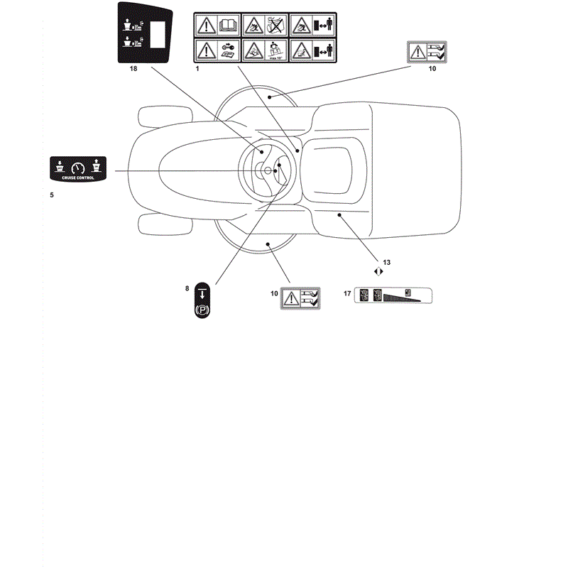 Castel / Twincut / Lawnking XHX240 (2012) Parts Diagram, Labels 