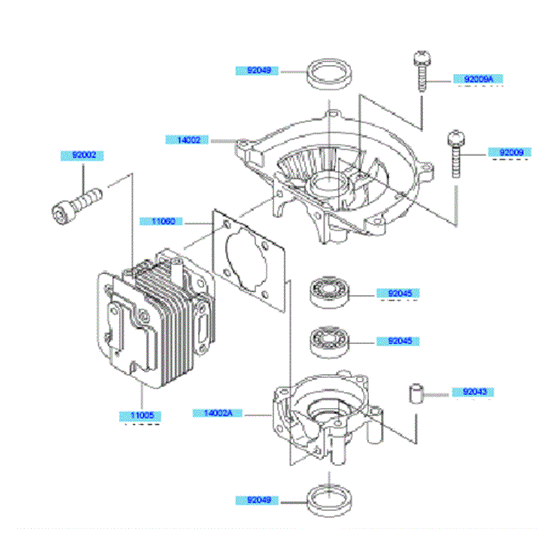 Kawasaki KHS750A  (HB750B-AS50) Parts Diagram, Cylinder & Crankcase