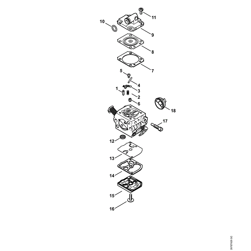 Stihl MS 180 Chainsaw (MS1802-Mix) Parts Diagram, Carburetor C1Q-S286B 2-MIX