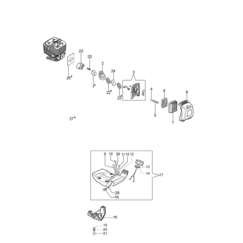 Oleo-Mac BC 280 H (BC 280 H) Parts Diagram, Tank and air filter