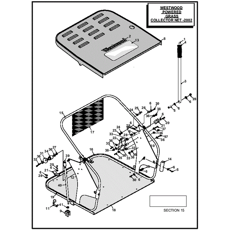Westwood V20/50 Tractor 2004-2006	 (2004-2006	) Parts Diagram, Powered Powered Grass Collector Net 2002