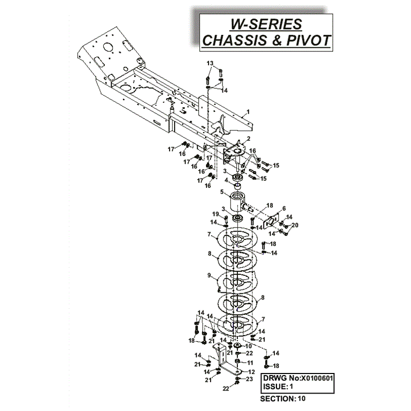 Westwood 2007 W Series Lawn Tractors (2007) Parts Diagram, Chassis & Pivot