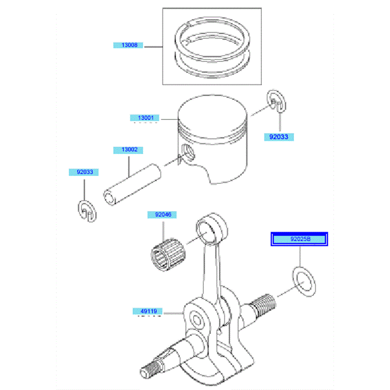 Kawasaki KBH26A (HAO26F-AS50) Parts Diagram, Piston & Crankshaft