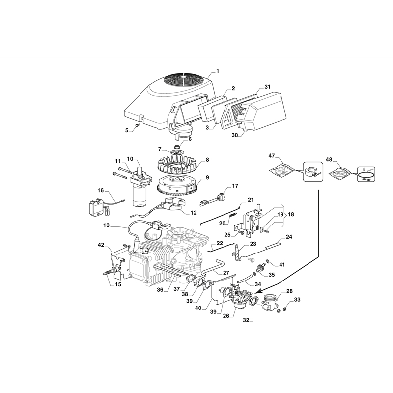 Mountfield 1530H Lawn Tractor (2T2100483-M22 [2022]) Parts Diagram,  Carburettor, Air Cleaner Assy