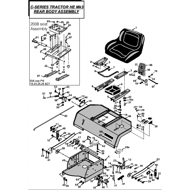 Countax C Series Honda Lawn Tractor  2008 (2008) Parts Diagram, HE MK3 Rear Body Assembly
