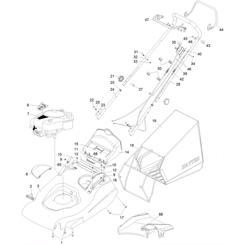 Hayter Harrier 56 (560) Lawnmower (560J402000000 AND UP) Parts Diagram, Upper Mainframe