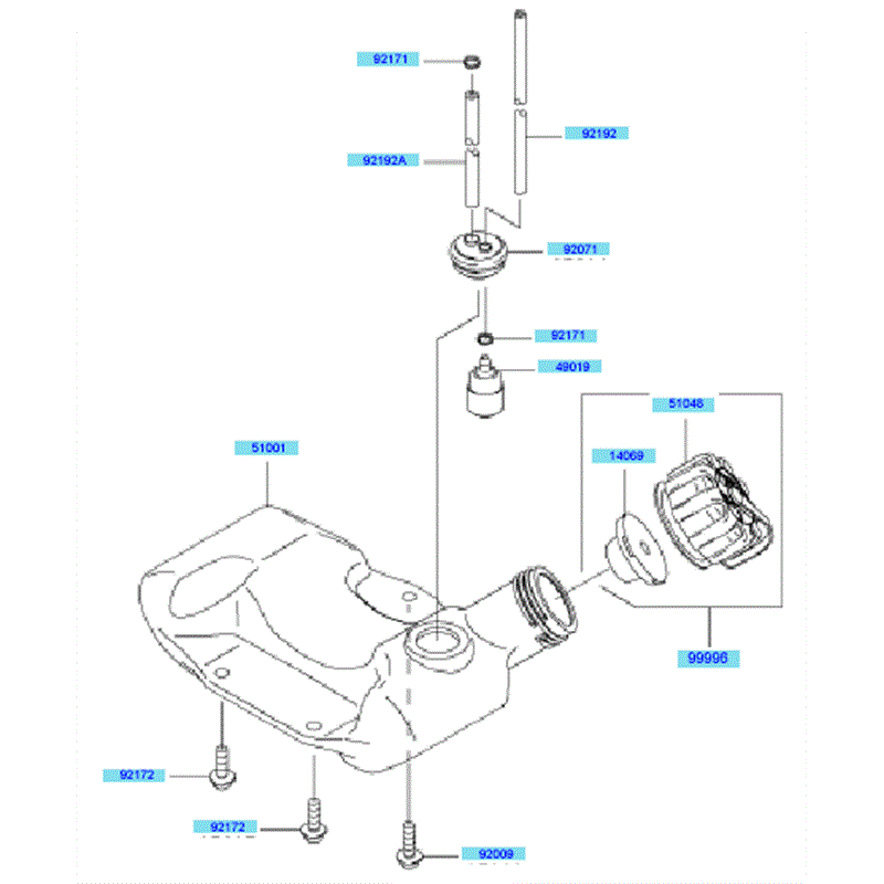 Kawasaki KEL27B (HE027B-AS00) Parts Diagram, Fuel Tank & Fuel Valve