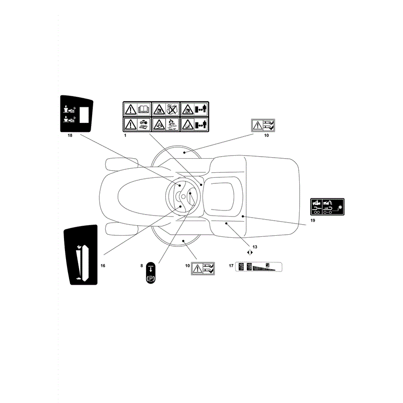 Castel / Twincut / Lawnking XHX24 (2009) Parts Diagram, Labels