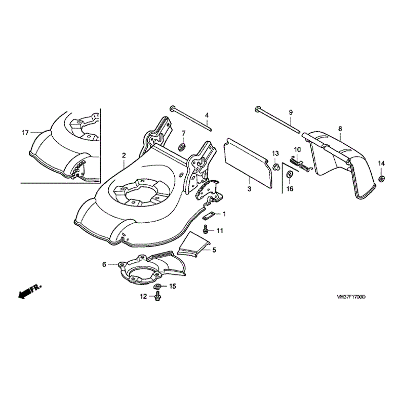 Honda Izy HRG 415 SD Lawnmower (HRG415C3-PDE-MABF) Parts Diagram, CUTTER HOUSING