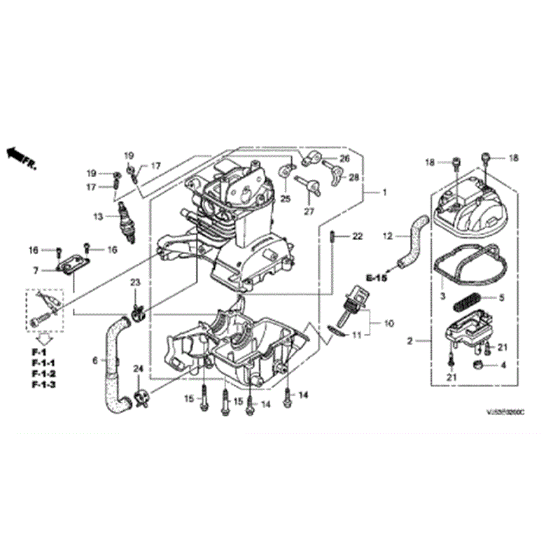 Honda UMK 425 UE Brushcutter (UMK425E-UEET) Parts Diagram, CYLINDER BLOCK-CYLINDER HEAD