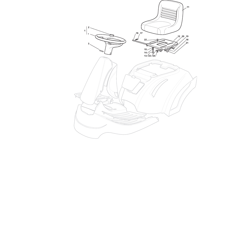 Mountfield RM28H Ride-on (2T1534433-09 [2009]) Parts Diagram, Seat & Steering Wheel