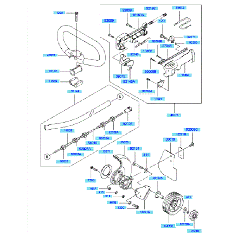 Kawasaki KEL27A (HE027A-AS50) Parts Diagram,  Handle & Guard