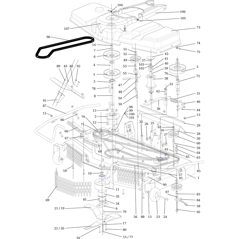 Oleo-Mac CHEYENNE (B&S) 110 4x4 Cat. 2015 (CHEYENNE (B&S) 110 4x4 Cat. 2015) Parts Diagram, Mowing deck