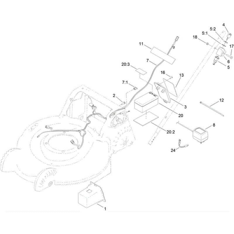 Hayter R53 Recycling Lawnmower (449F314000001 - 449F314999999) Parts Diagram, Electrical Assembly