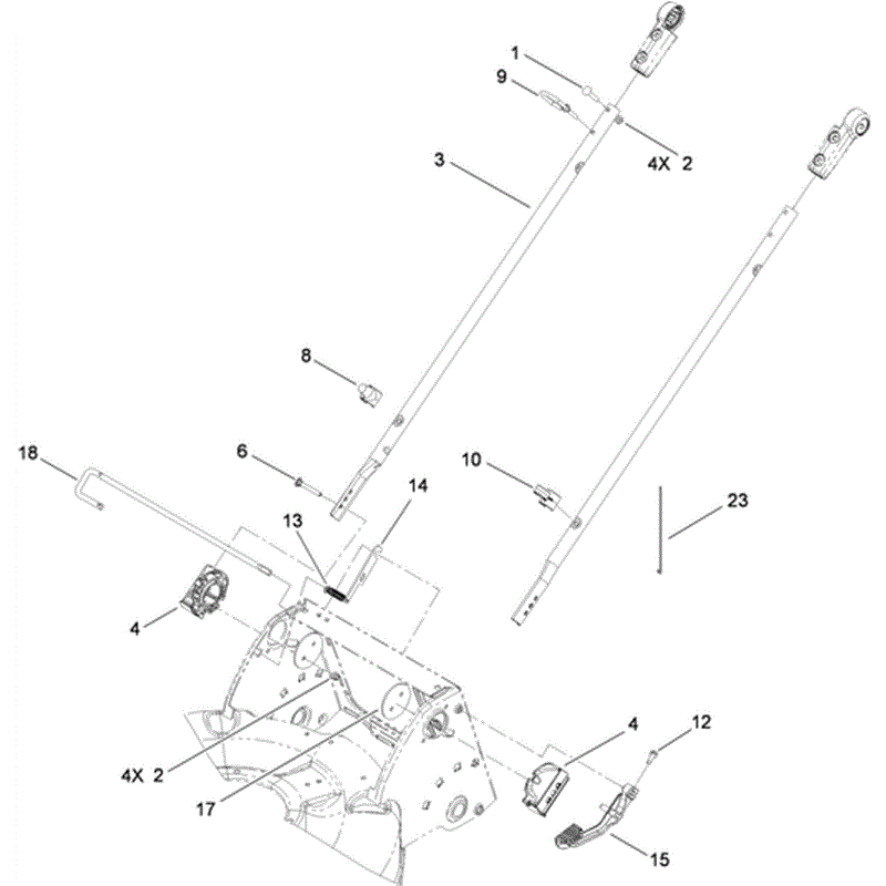 Hayter R53 Recycling Lawnmower (448F311000001 - 448F311999999) Parts Diagram, Lower Handle Assembly