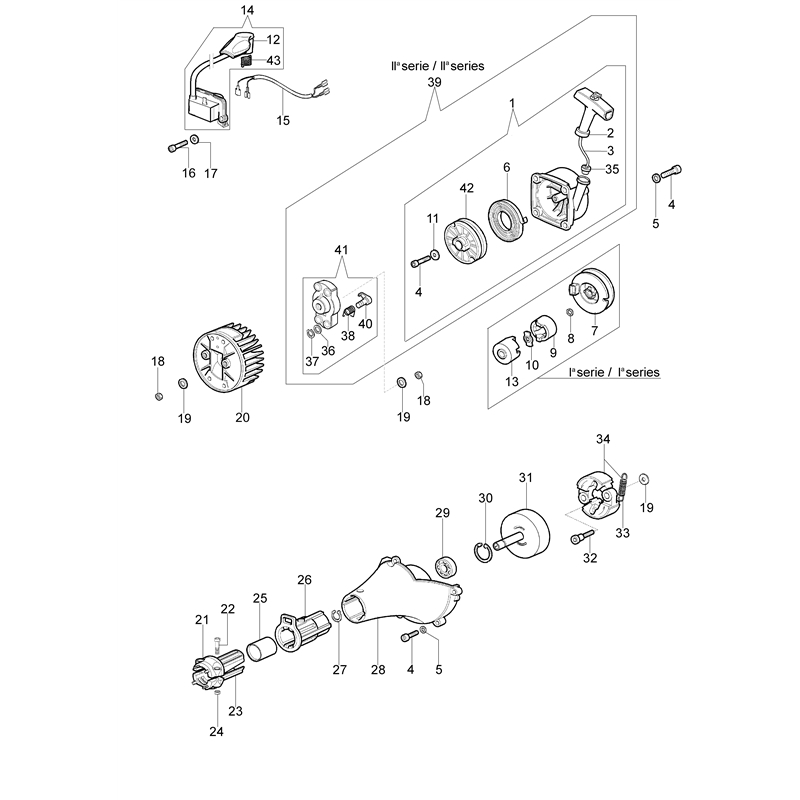 Oleo-Mac SPARTA 370 S (Euro2) (SPARTA 370 S (Euro2)) Parts Diagram, Starter assy and clutch