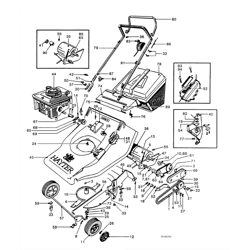 Hayter Harrier 56 (340) Lawnmower (340001001-340002604) Parts Diagram, Mainframe Assembly