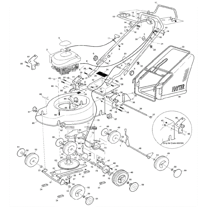 Hayter Motif 53 Autodrive (435G310000001 onwards) Parts Diagram, Page 1