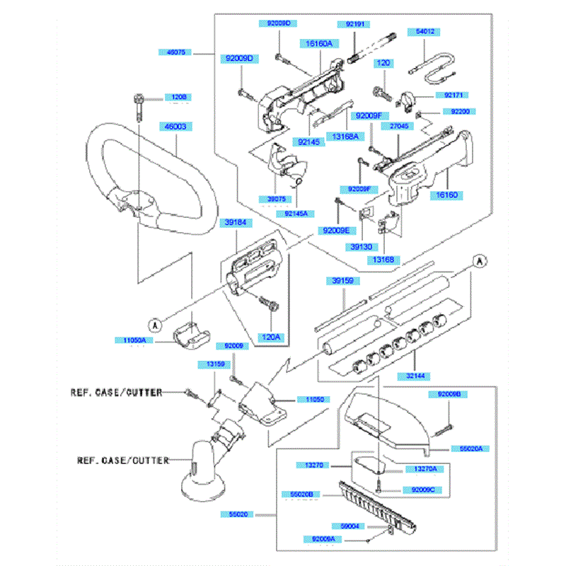 Kawasaki KBL34A (HA034G-AS51) Parts Diagram, Pipe/ Handle & Guard